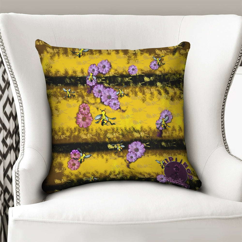 Blues The Bee Throw Pillow Case 18"x18"